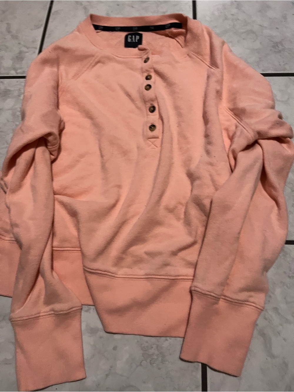 GAP Women's Peach Button-Henley Sweatshirt